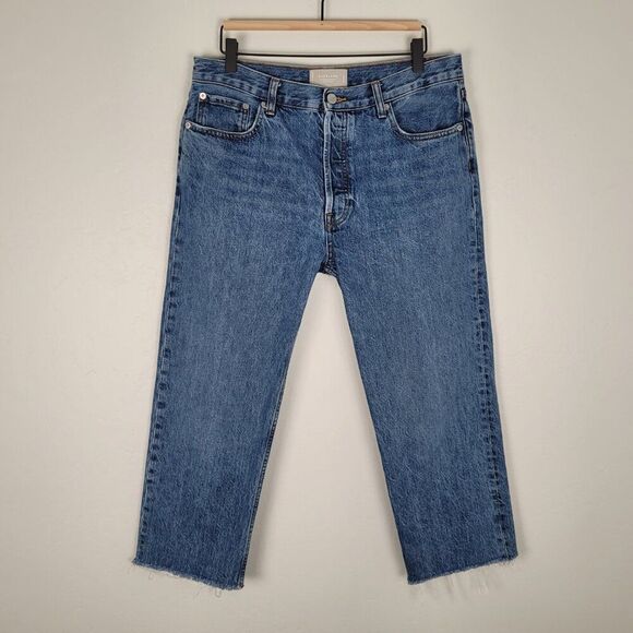 Everlane The Relaxed Straight Fit Organic Cotton Crop Jeans Blue Size 29 Regular - Picture 1 of 13